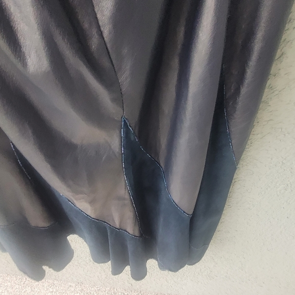 Vintage Black and Navy Leather Jacket and Skirt Set - Picture 11 of 13